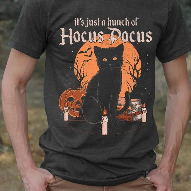 Halloween Cat Hocus Pocus Printed T-Shirt