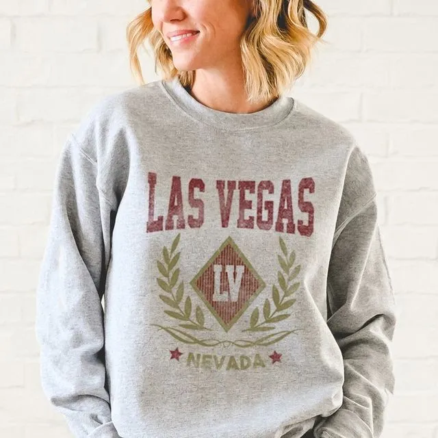 SS3106K-PLUS-LAS VEGAS Graphic Print Women Pullover Sweater Top-Packaged 3-2-1 (1X-2X-3X)