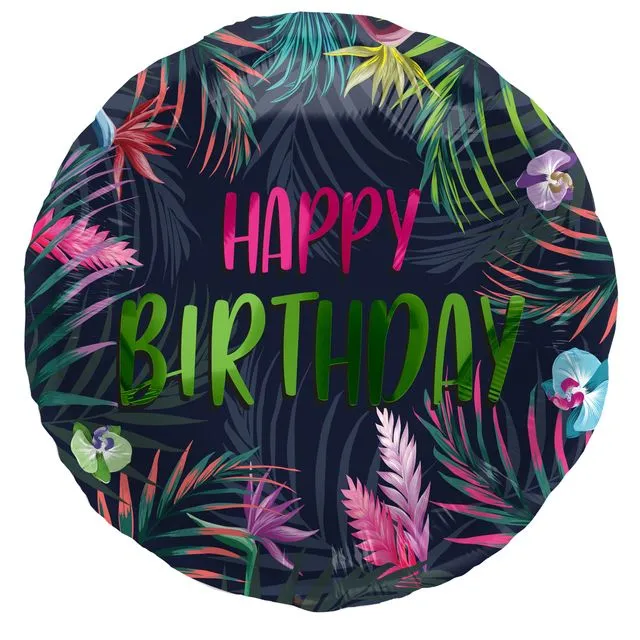 Foil Balloon Birthday Neon Tropical - 45 cm