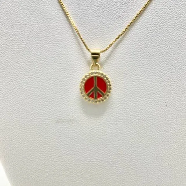 Peace charm necklace - Red