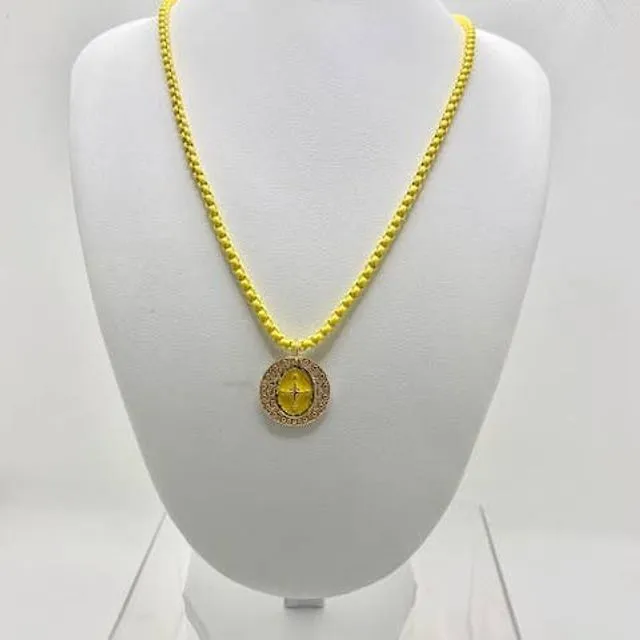 Enamel Chain Necklace - Yellow
