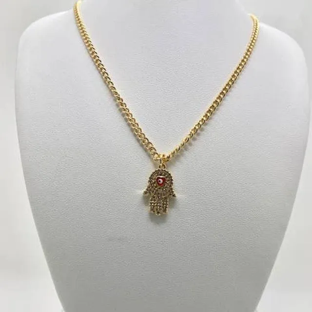 Hamsa Charm Necklace - Gold