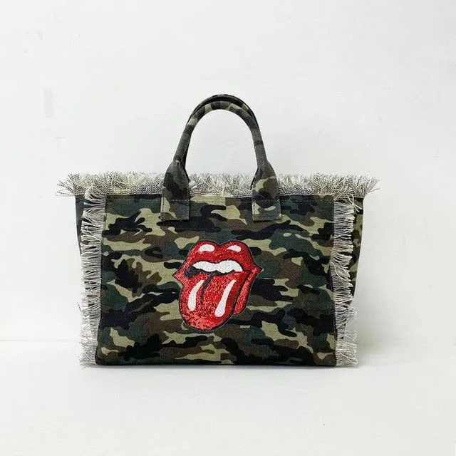Beach Bag with "tongue" - Camo