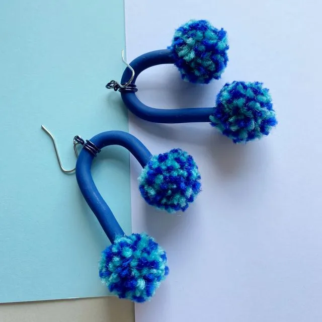 Pompidous Pom Pom earrings Blue