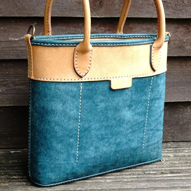 Sky Leather Tote Bag - 100% Handcrafted
