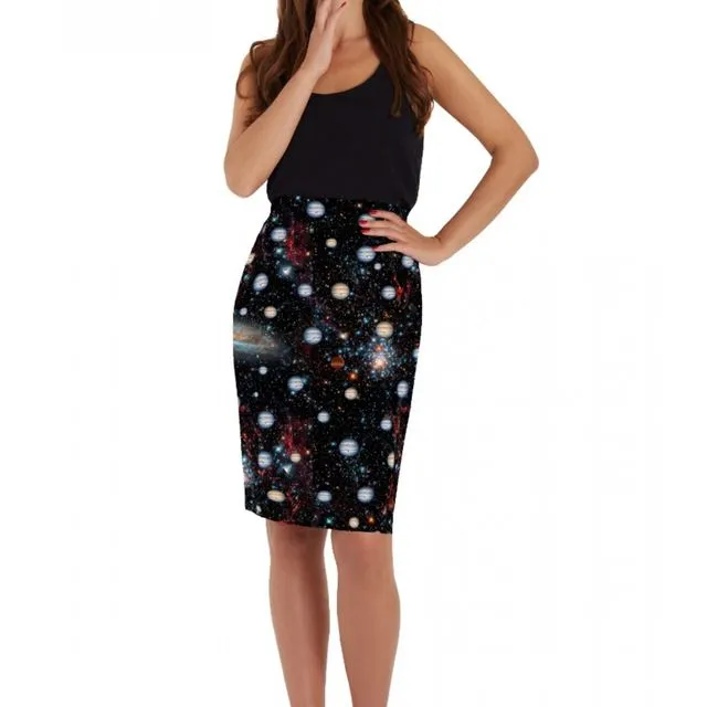 1950's Vintage Inspired Pencil Skirt in Galaxy Print