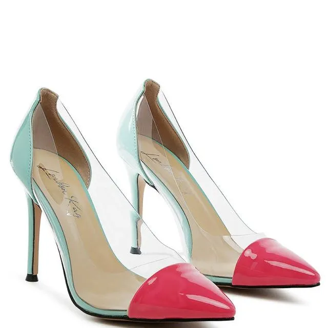 Candace clear Stiletto Pumps - GREEN/PINK
