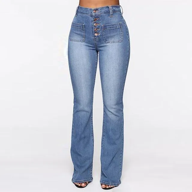 High-rise Patch Pockets Bootcut Jeans