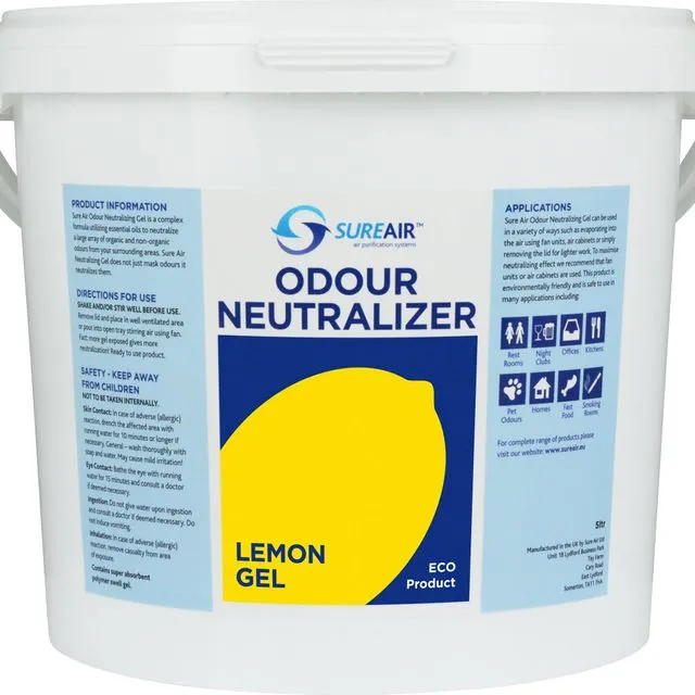 Sureair Odour Neutralising Gel Lemon 5 Litre No Chemicals All Natural Pet Safe offers a Permanent solution