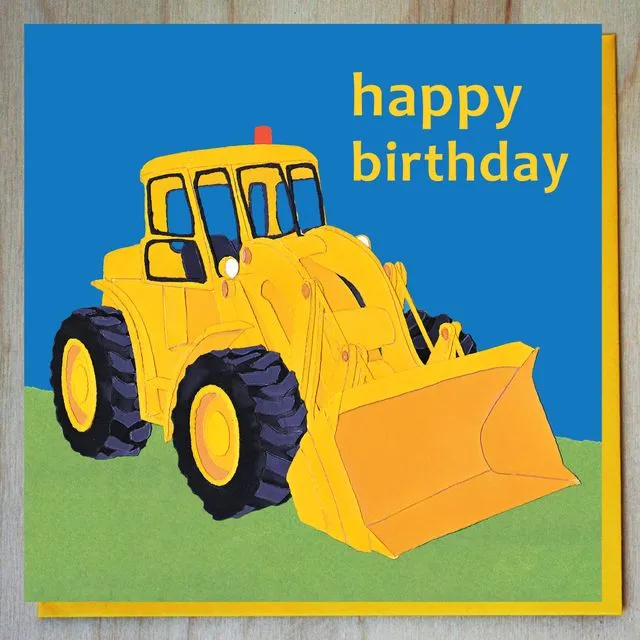 Yellow Digger Birthday Card (bundle of 6)