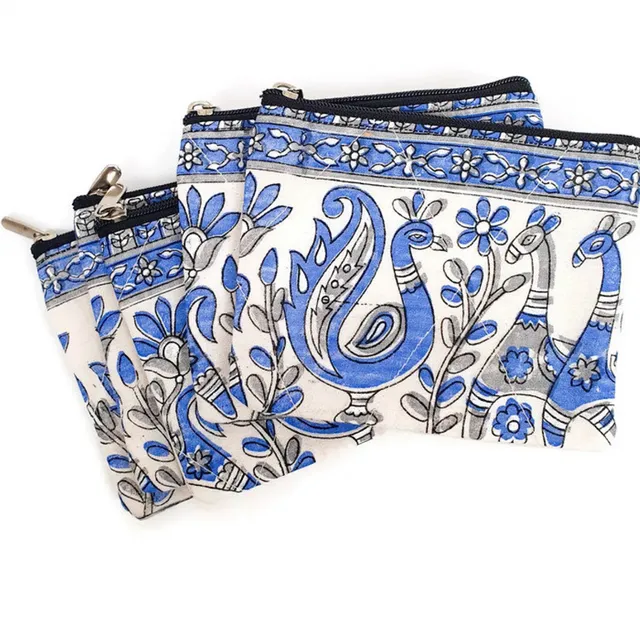 Sari coin purse, zipper pouch, handmade