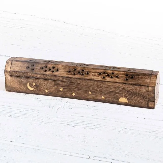 Wooden Incense Boxes - Moon Stars and Sun Ray