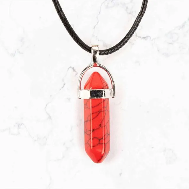 Crystal Pendant Necklace - Red Jasper