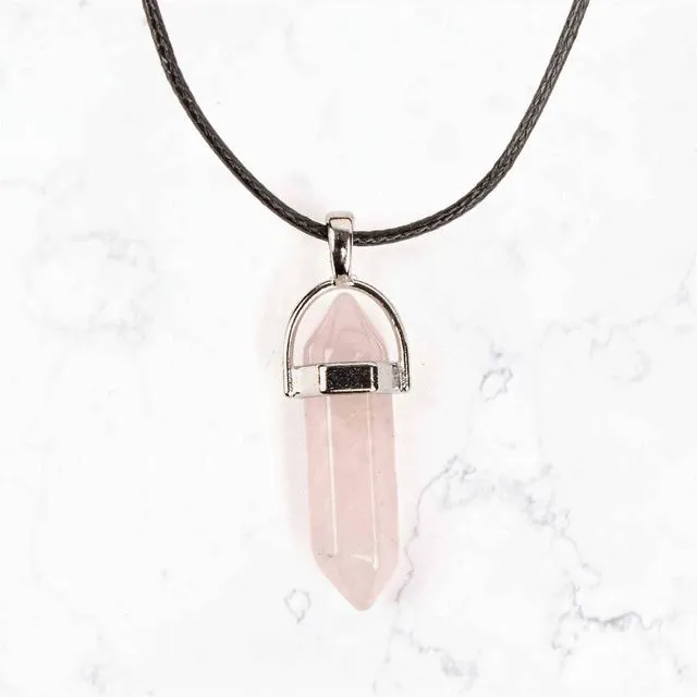 Crystal Pendant Necklace - Rose Quartz