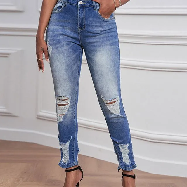 High-rise Gradient Ripped Cropped Jeans