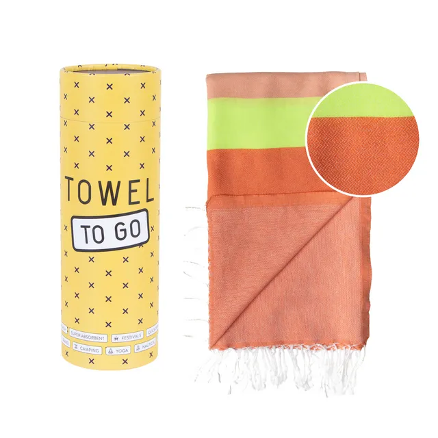 Towel to Go Neon Hammam Towel with Gift Box, Red/Pink