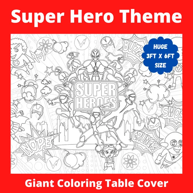 Super Hero Coloring Table Cover