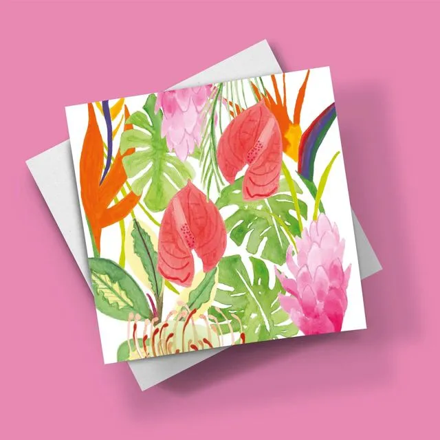 Tropical flowers greeting card