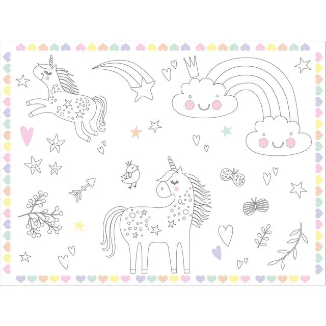 Coloring Placemat Unicorns & Rainbows /6