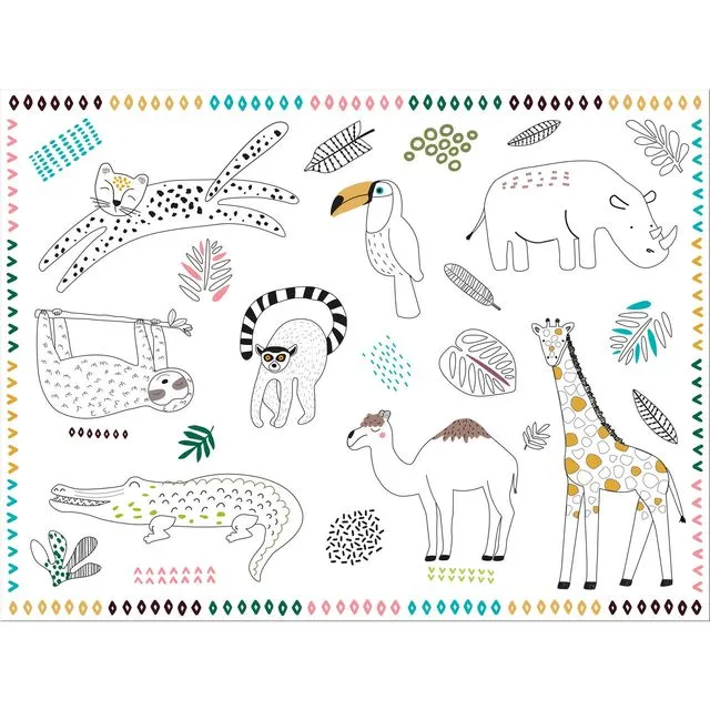 Coloring Placemat Zoo Party /6