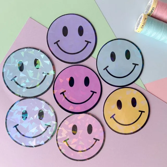 XL Smiley face glitter stickers