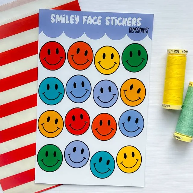Bright Smiley face sticker sheet