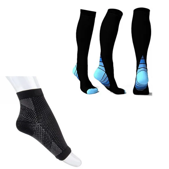 Anti-Fatigue Ankle Compression Sock & Endurance Long Compression Sock L/XL - Bundle