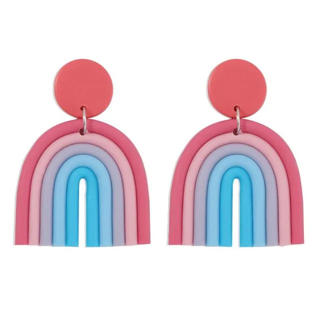 Rainbow U-Shaped Soft Polymer Clay Earrings