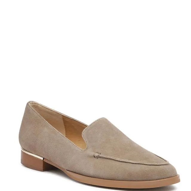ANNA Suede Leather Loafers - Taupe