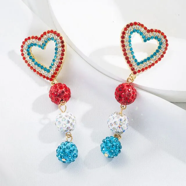 Creative Love Color Ball Diamond Long Earrings