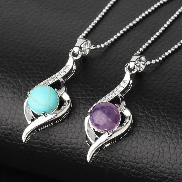 Natural Crystal Zircon Clavicle Pendant Necklace