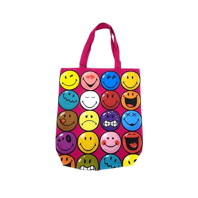 Smiley Pink Multi-face Tote Bag