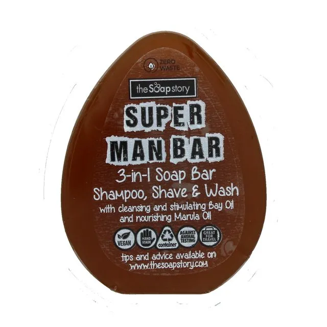 The Super Man Bar - Soap for Body Beard & Hair 100g - Pack of 6