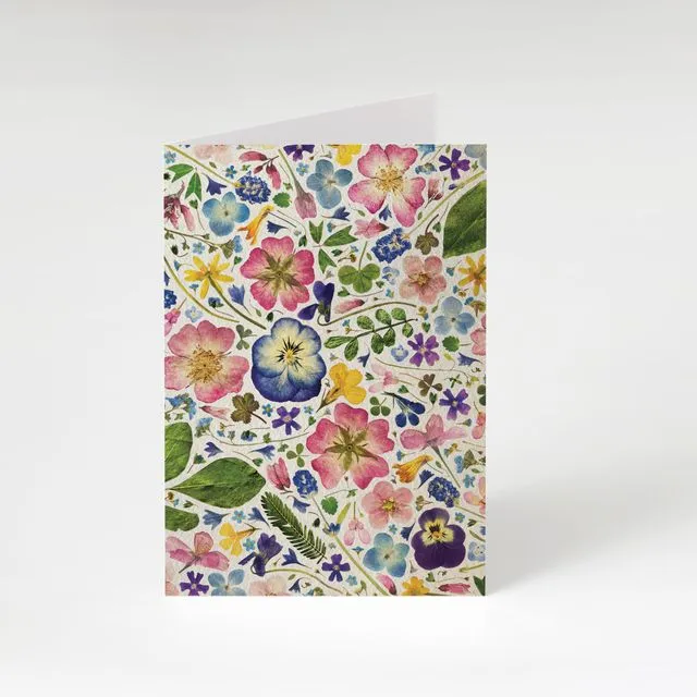 Pressed Flower Greetings Card 'Natural', Recycled
