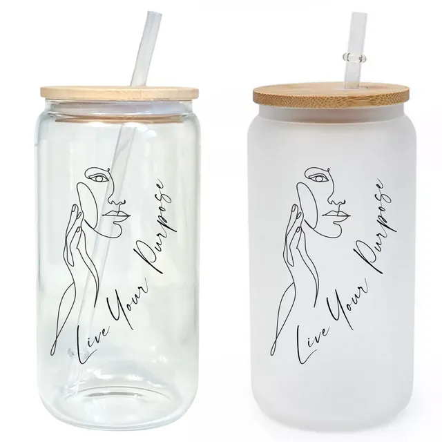 Live Your Purpose Glass Tumbler Cup w/ Lid and Straw