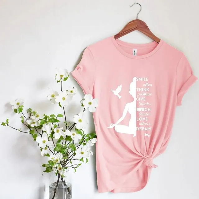 Personalised t-shirt Smile Think Give Laugh Love Dream - Pink