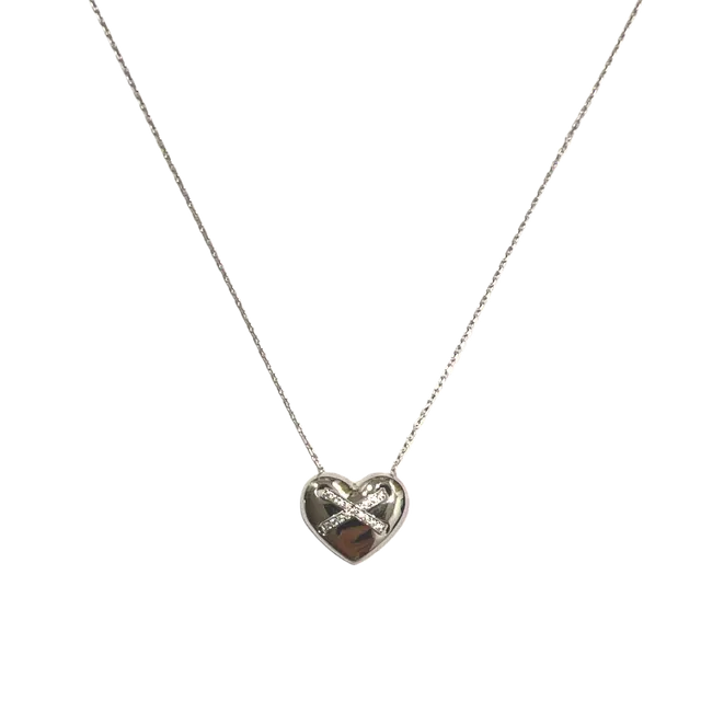 Heart X Necklace in Sterling Silver Gold Vermeil - Silver