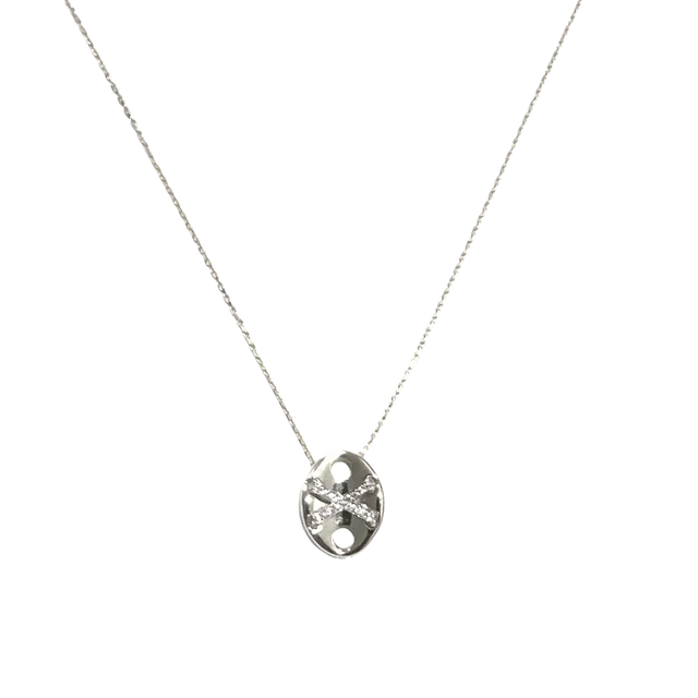 X Necklace Elyptical Sterling Silver - Silver