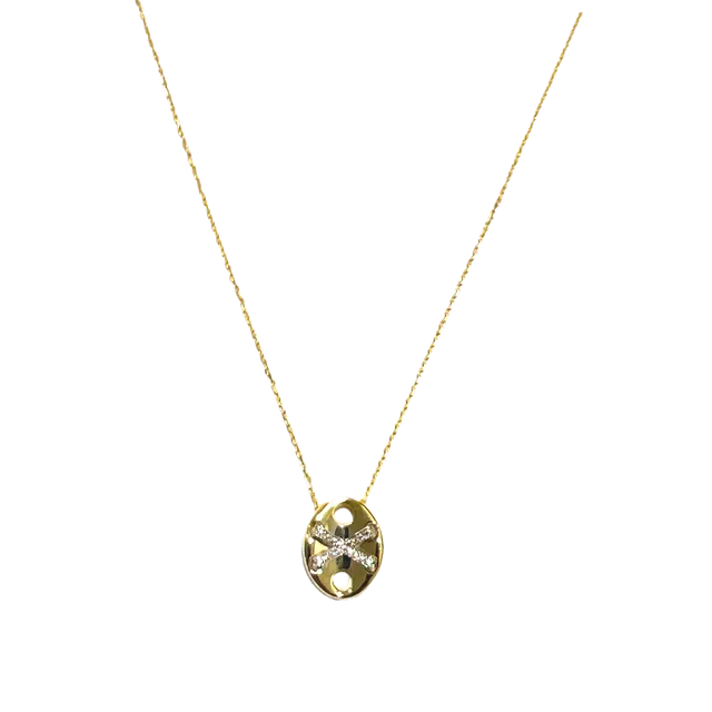 X Necklace Elyptical Sterling Silver - Gold