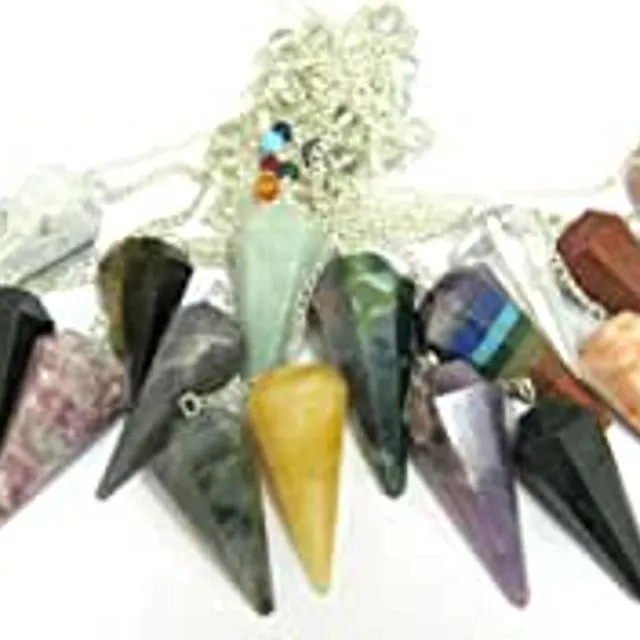 Set of Fifteen Gemstones Cone Pendulums Crystal Healing Reiki Dowsing Feng Shui Men Women Gift Metaphysical Powerful Meditation Psychic Energy Chakra Balancer Wellness Handcrafted