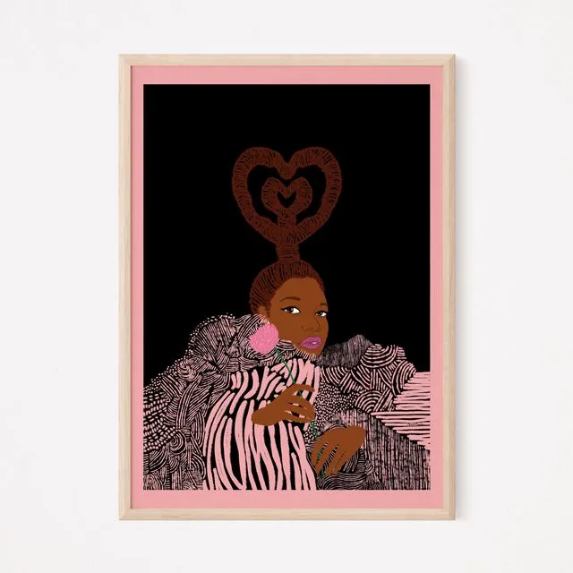 Star - Pink Edit - Art Print - Black Background