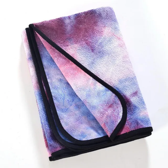 Tie Dye Yoga Mat Towel with Slip-Resistant Grip Dots Blue & Pink