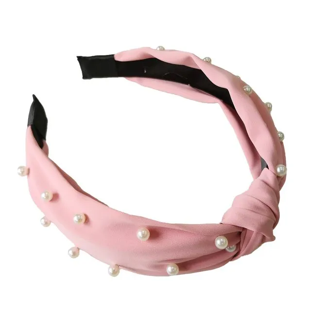 Celia Faux Pearl Headband - Light Pink
