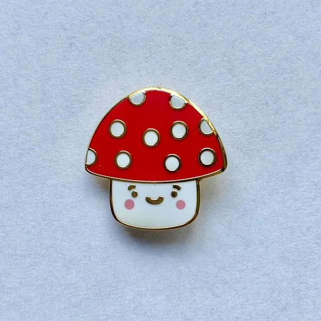 Cute kawaii mushroom enamel pin With cello bags Red