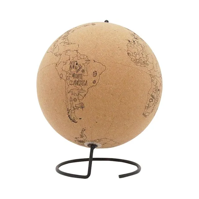 7.9 inch Cork Globe with Red Push Pins
