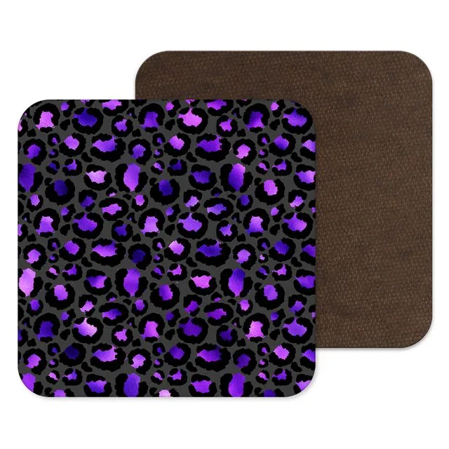 Purple & Black Animal Print Coaster