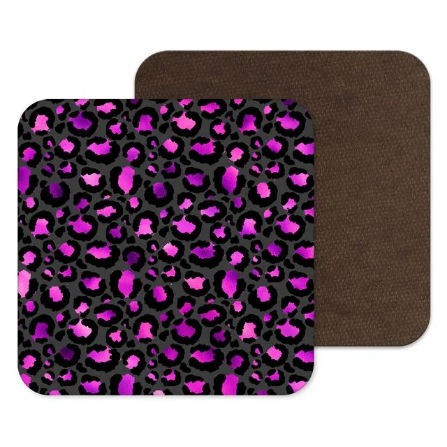 Pink & Black Animal Print Coaster
