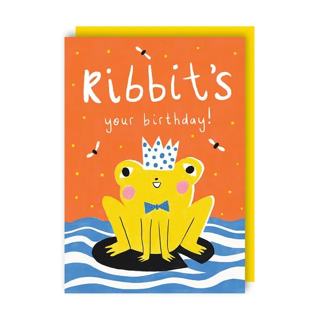 Frog Kids Birthday Card pack of 6
