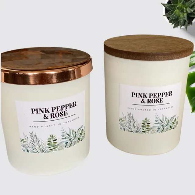 Pink pepper &amp; Rose luxury 30cl Candle with lid
