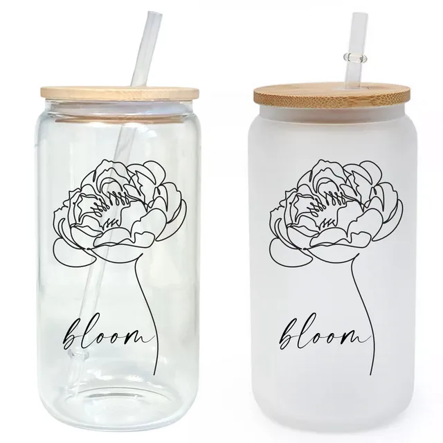 Bloom 16oz Glass Tumbler W/ Bamboo Lid & Straw